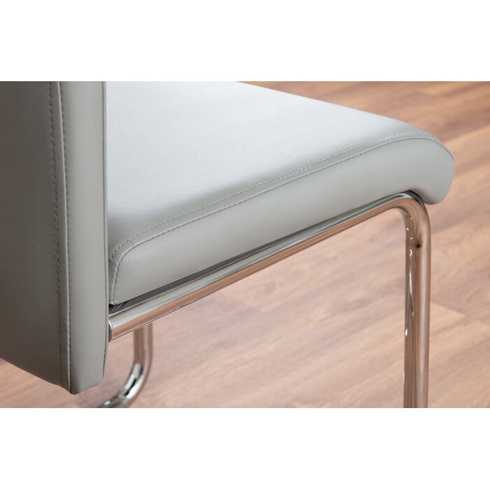 SET OF 2 Lorenzo Stylish Faux Leather Chrome Dining Chairs