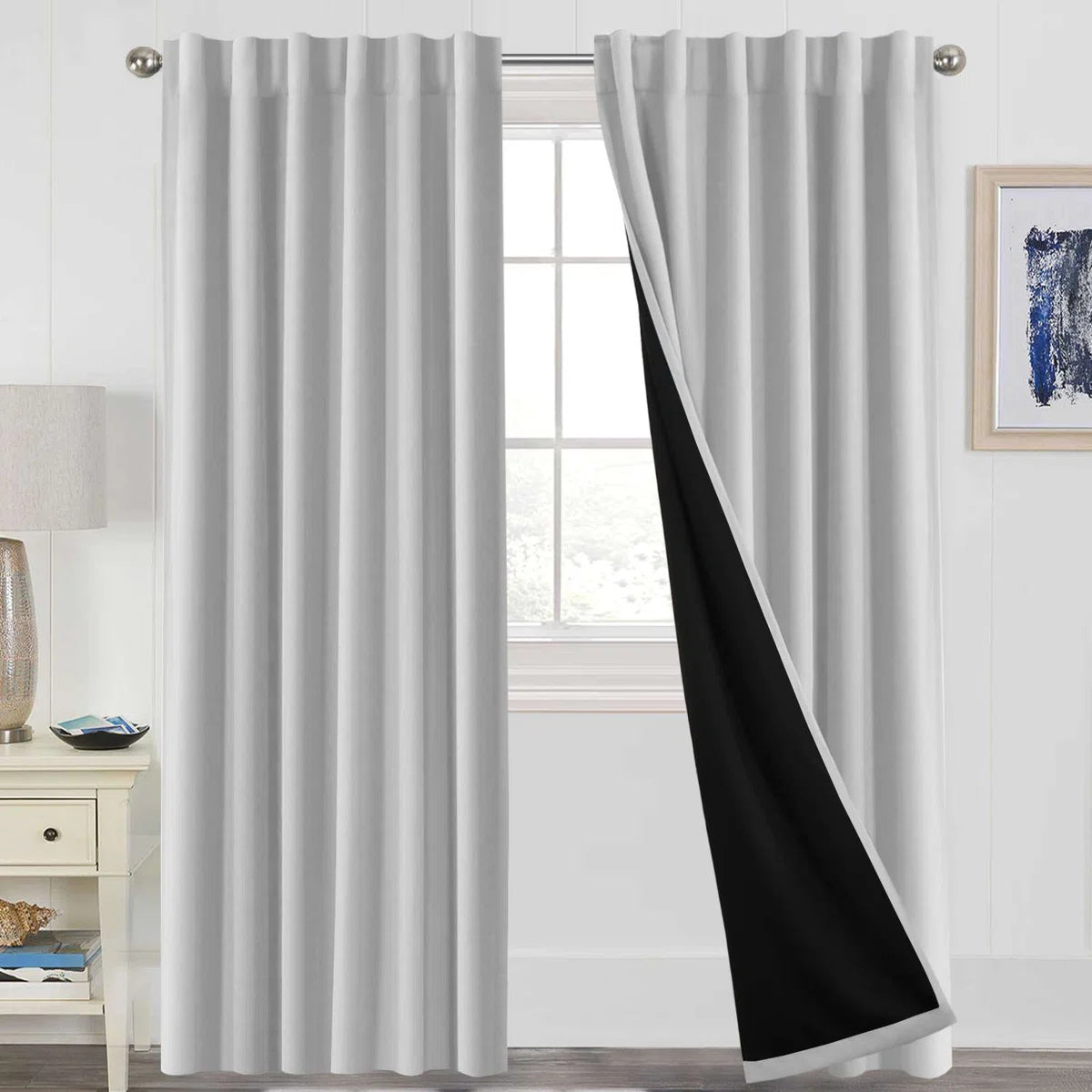 Lundon 100% Blackout linen for Bedroom Curtain Panels