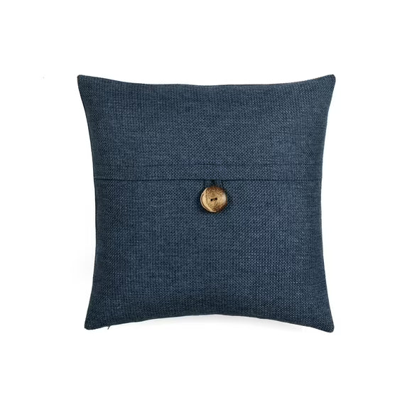 Clayton Woven Button Decorative Pillow Cover Navy Single