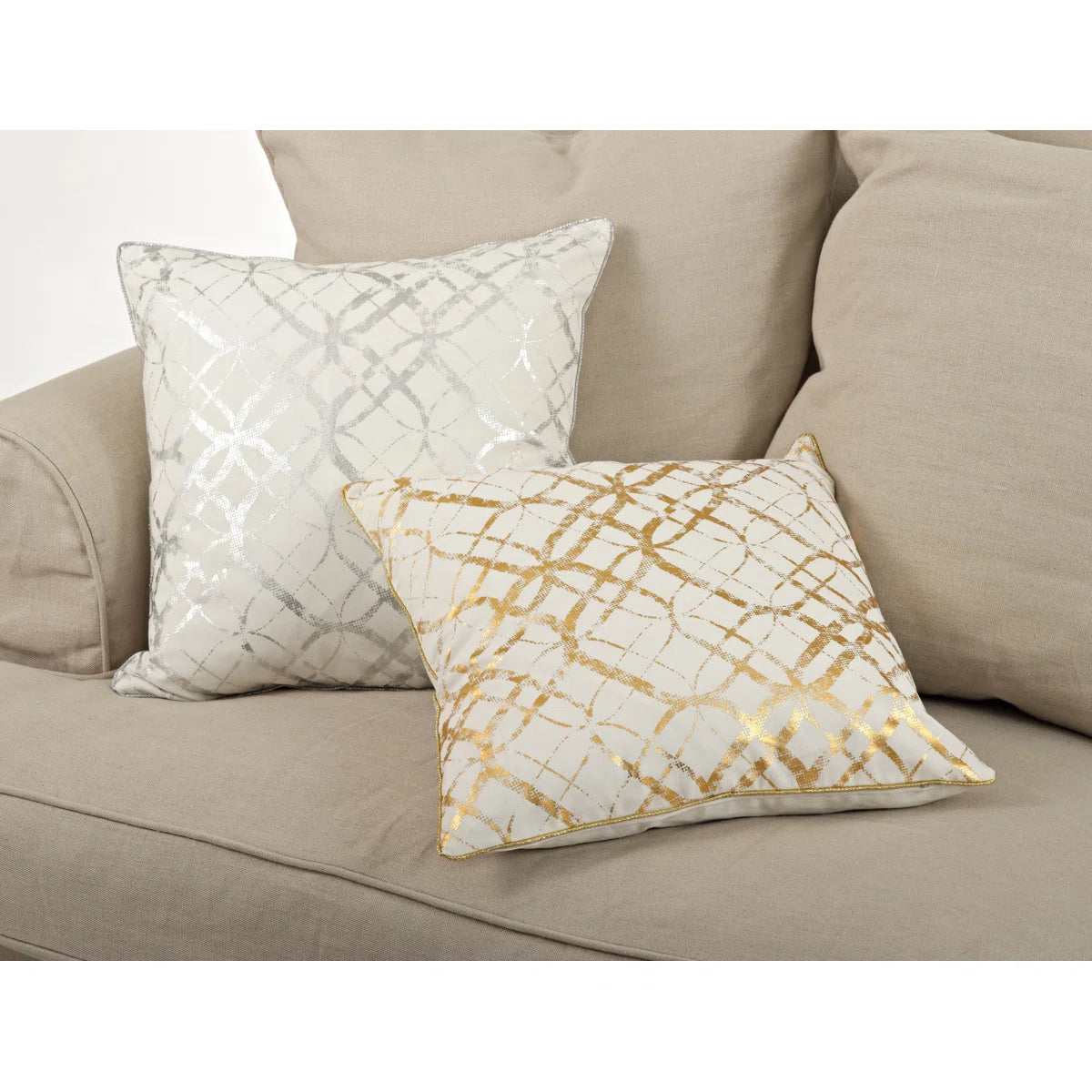 Lustrous Pillow Collection Geometric Cotton Pillow Cover