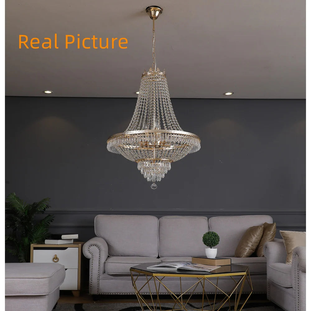 9 Light Crystal Chandelier Empire Style with Adjustable Chain