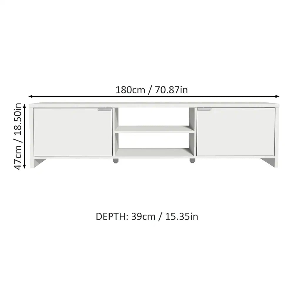 TV Stand 71 inch with Storage Space and Cable Management, TV Stand for 80 inch TV - White