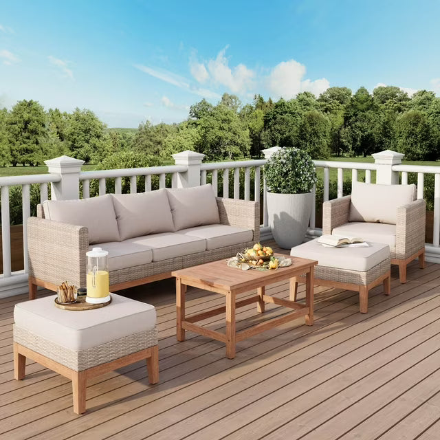 MF Studio 3 Pieces Outdoor Patio Conversation Set Wicker Furniture - SHOWROOM ITEM