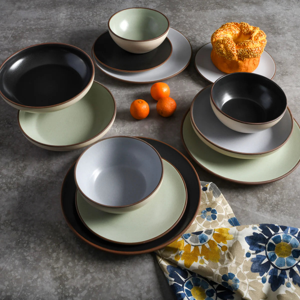 Elite Contempo Classic Double Bowl Terracotta Dinnerware Set