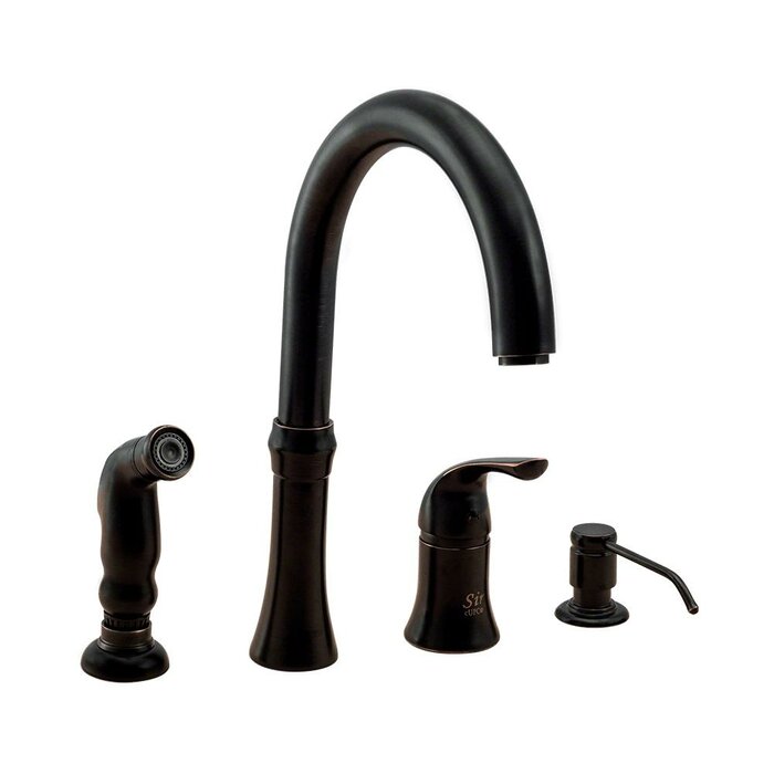 Antique Bronze High Arc Kitchen Faucet - includes Sidespray