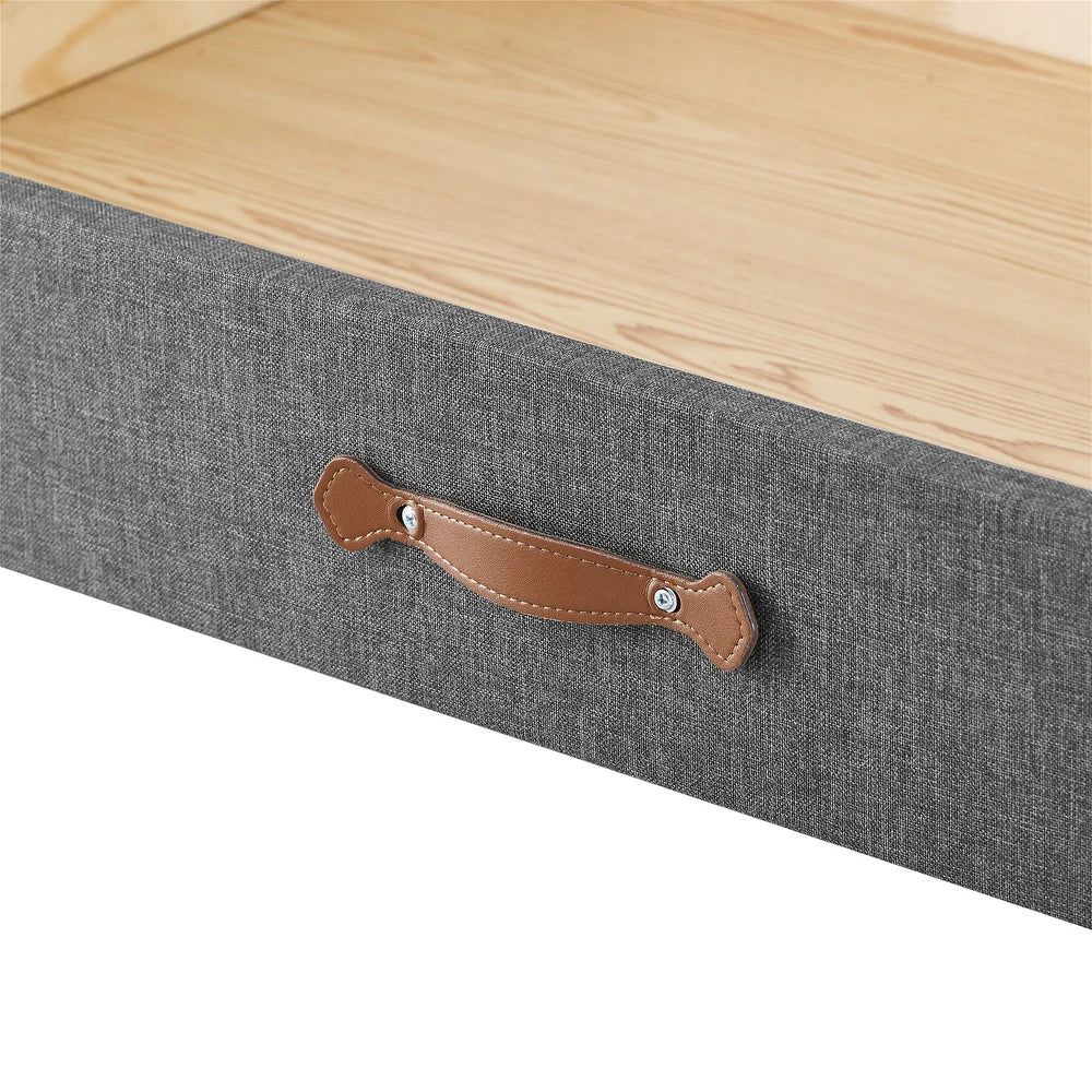 Upholstered Solid Wood Under Bed Storage Organizer Drawer with 4-Wheel ...
