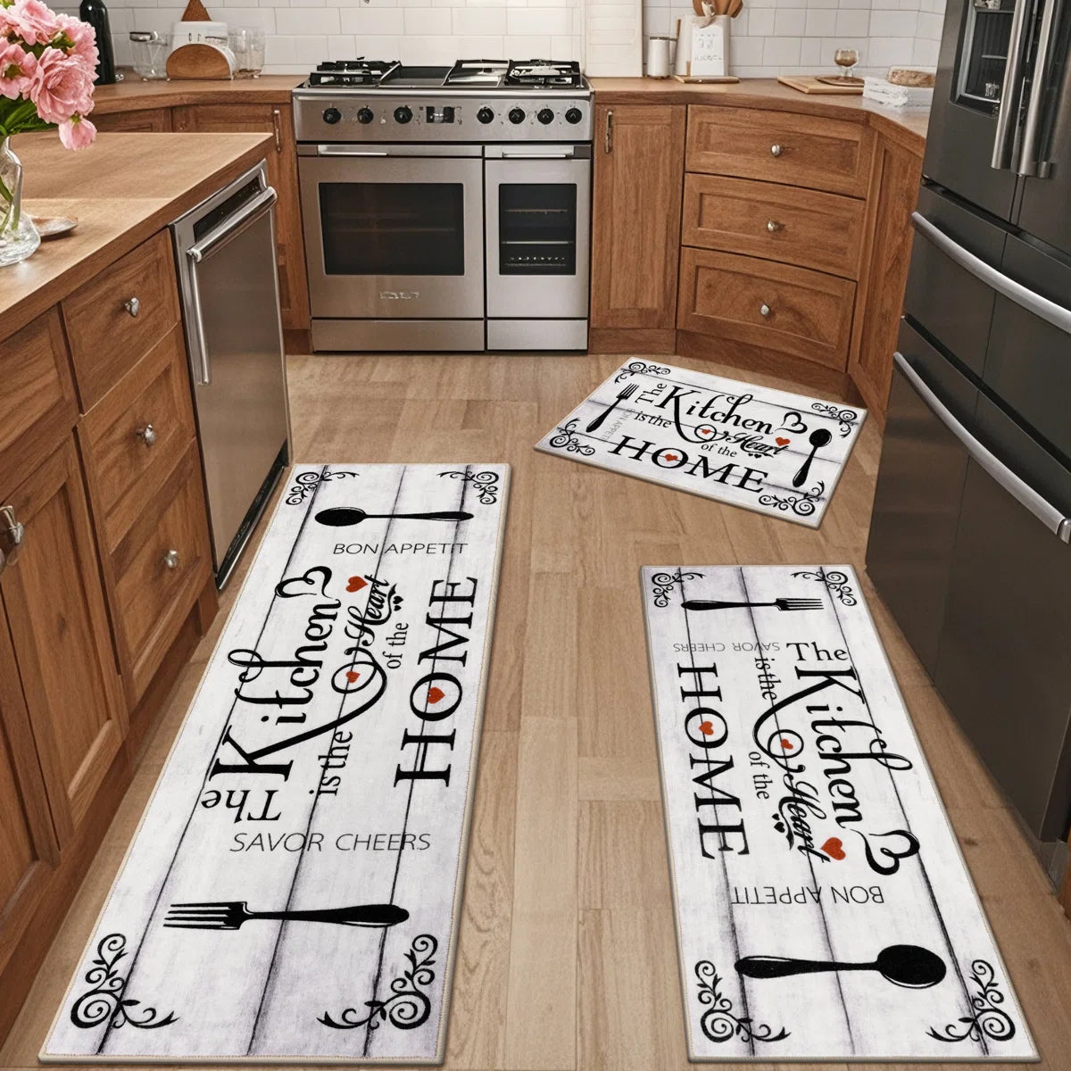 Machine Washable Non-Slip Kitchen Mat (Set of 3)