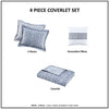 Harmony 4 Piece Oversized Reversible Matelasse Coverlet Set with Throw Pillow - Blue - Queen