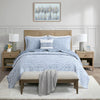 Harmony 4 Piece Oversized Reversible Matelasse Coverlet Set with Throw Pillow - Blue - Queen