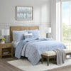 Harmony 4 Piece Oversized Reversible Matelasse Coverlet Set with Throw Pillow - Blue - Queen