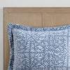 Harmony 4 Piece Oversized Reversible Matelasse Coverlet Set with Throw Pillow - Blue - Queen