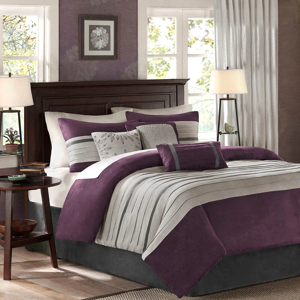 Madison Park Teagan 7 Piece Comforter Set - Purple - Queen