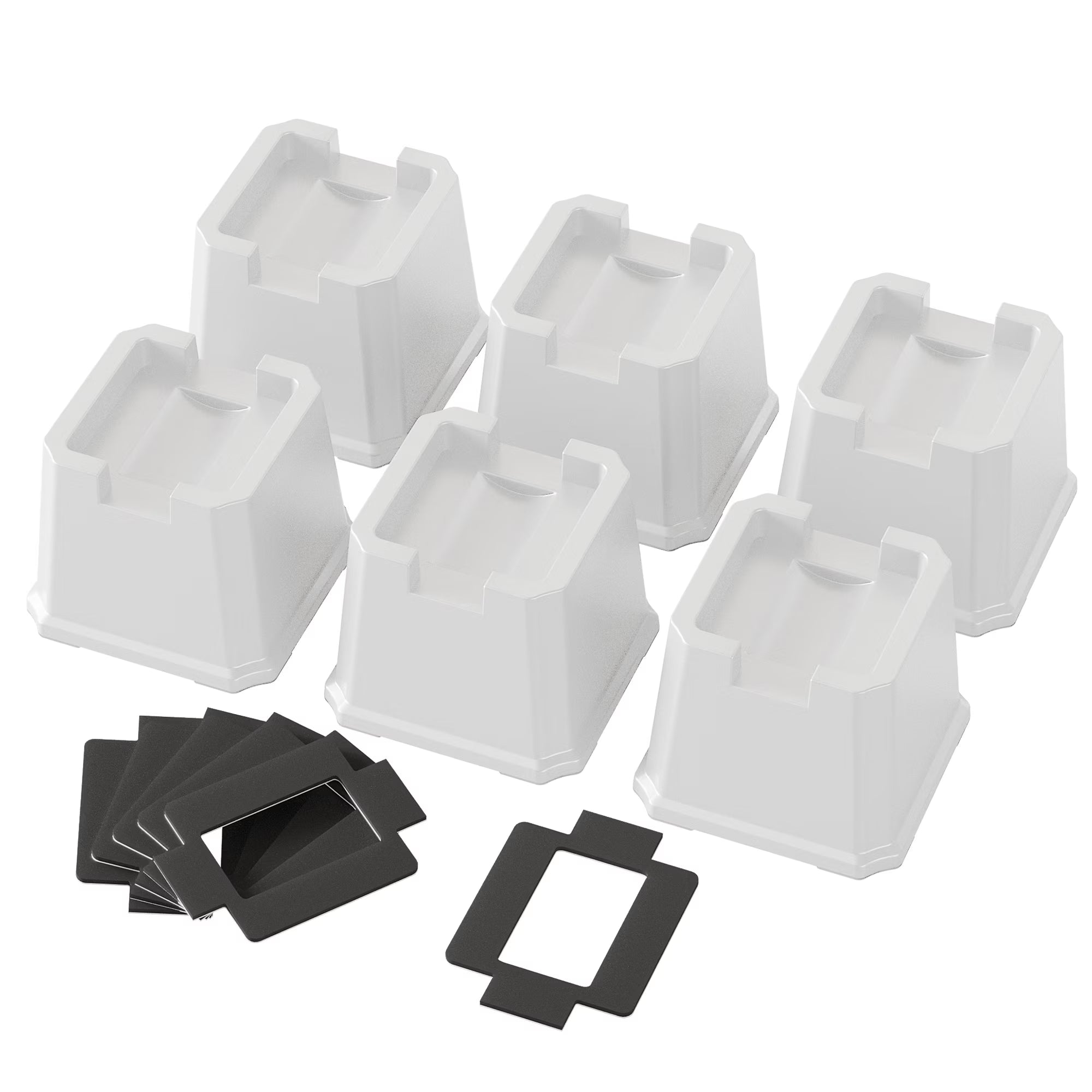 4 Pack Bed Risers Heavy Duty Bed Elevators Lifts Fits to Wheels White ...