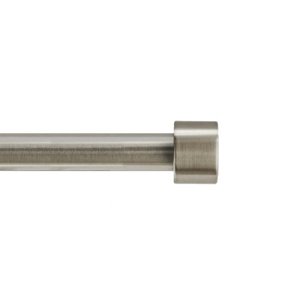 Adjustable Single Curtain Rod in Brushed Nickel with End Cap finials