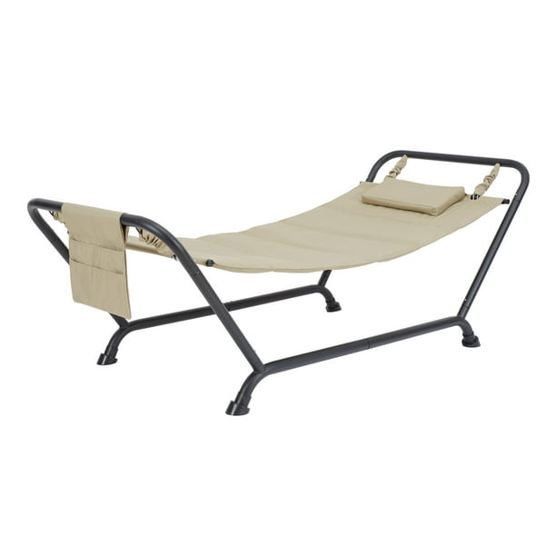 Belden Park Polyester Hammock with Stand and Pillow, Beige