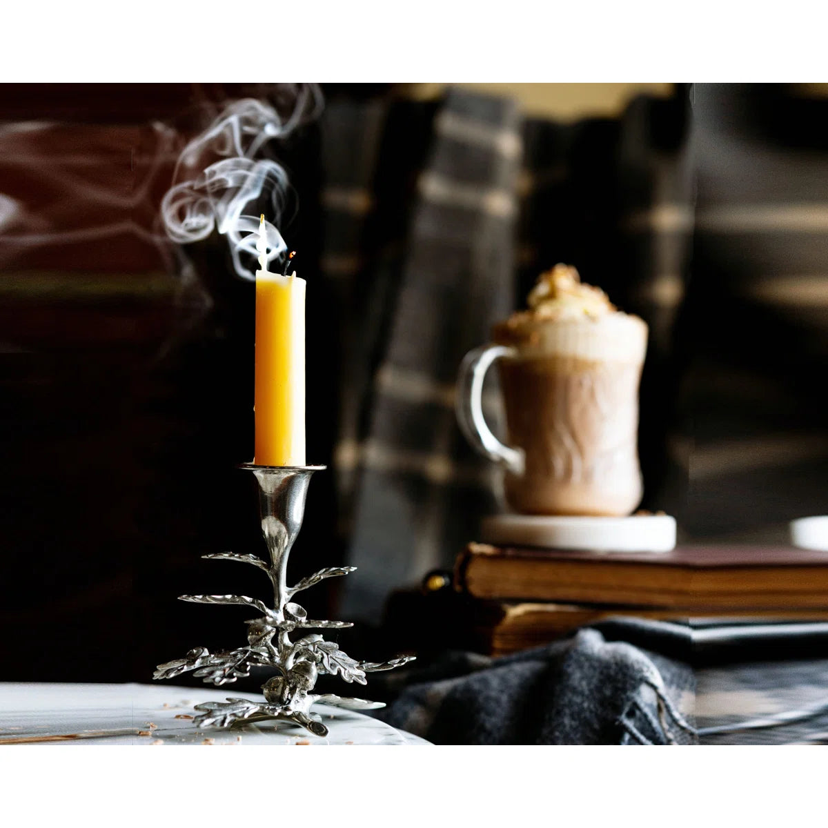 Majestic Forest Pewter Tabletop Candlestick