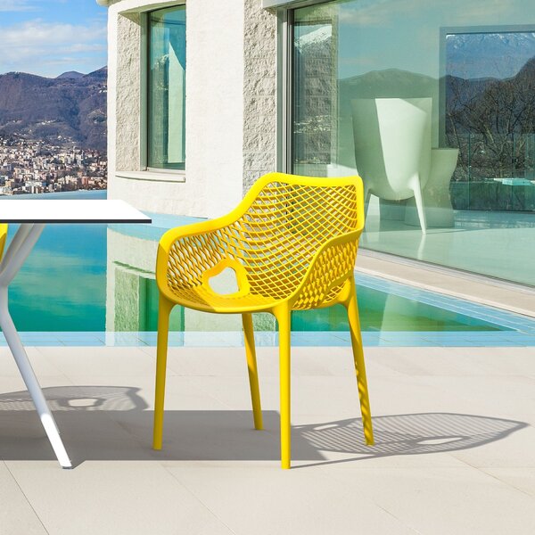 Yellow Manon Stacking Patio Dining Armchair (final cut, no further discounts)