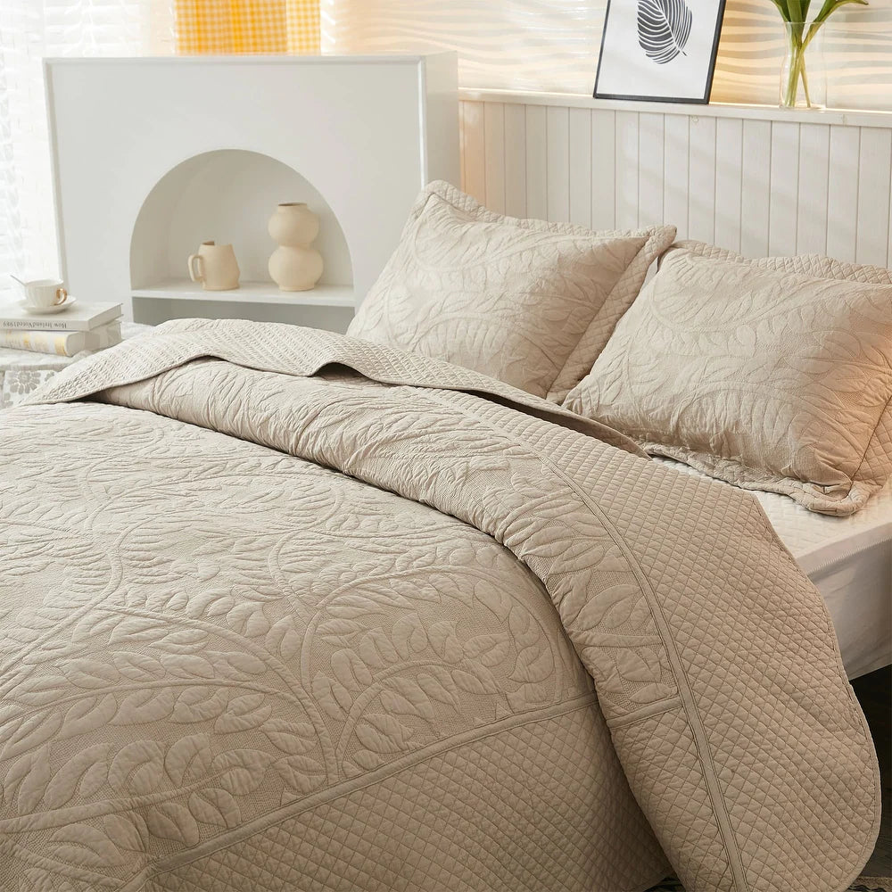 3 Piece Cotton Oversized Bedspread Quilt Set Tmonica