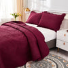 3 Piece Cotton Oversized Bedspread Quilt Set Tmonica - Wine Burgundy - Queen