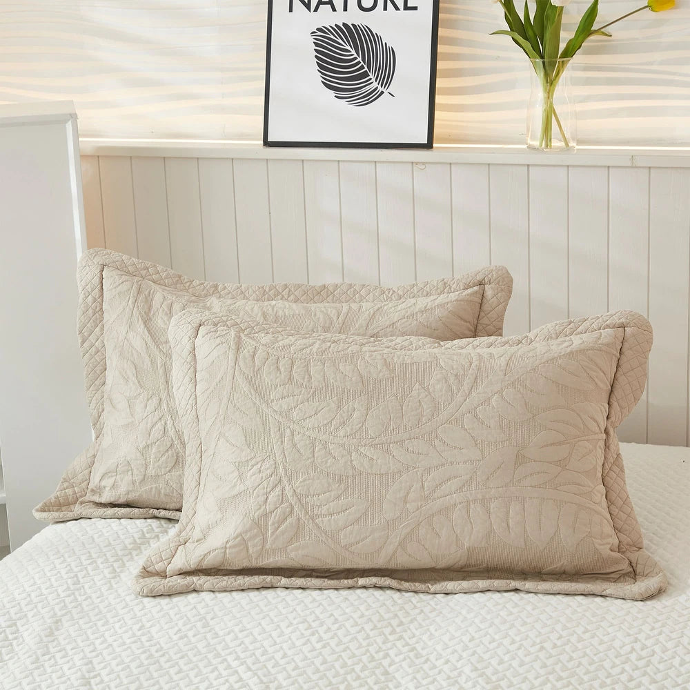 3 Piece Cotton Oversized Bedspread Quilt Set Tmonica - Natural Beige - King - Cal King