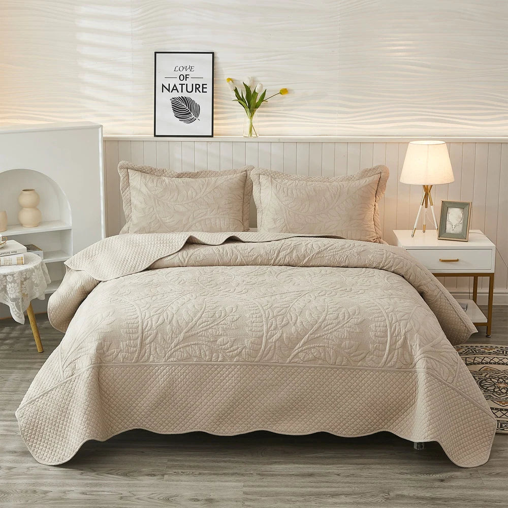 3 Piece Cotton Oversized Bedspread Quilt Set Tmonica