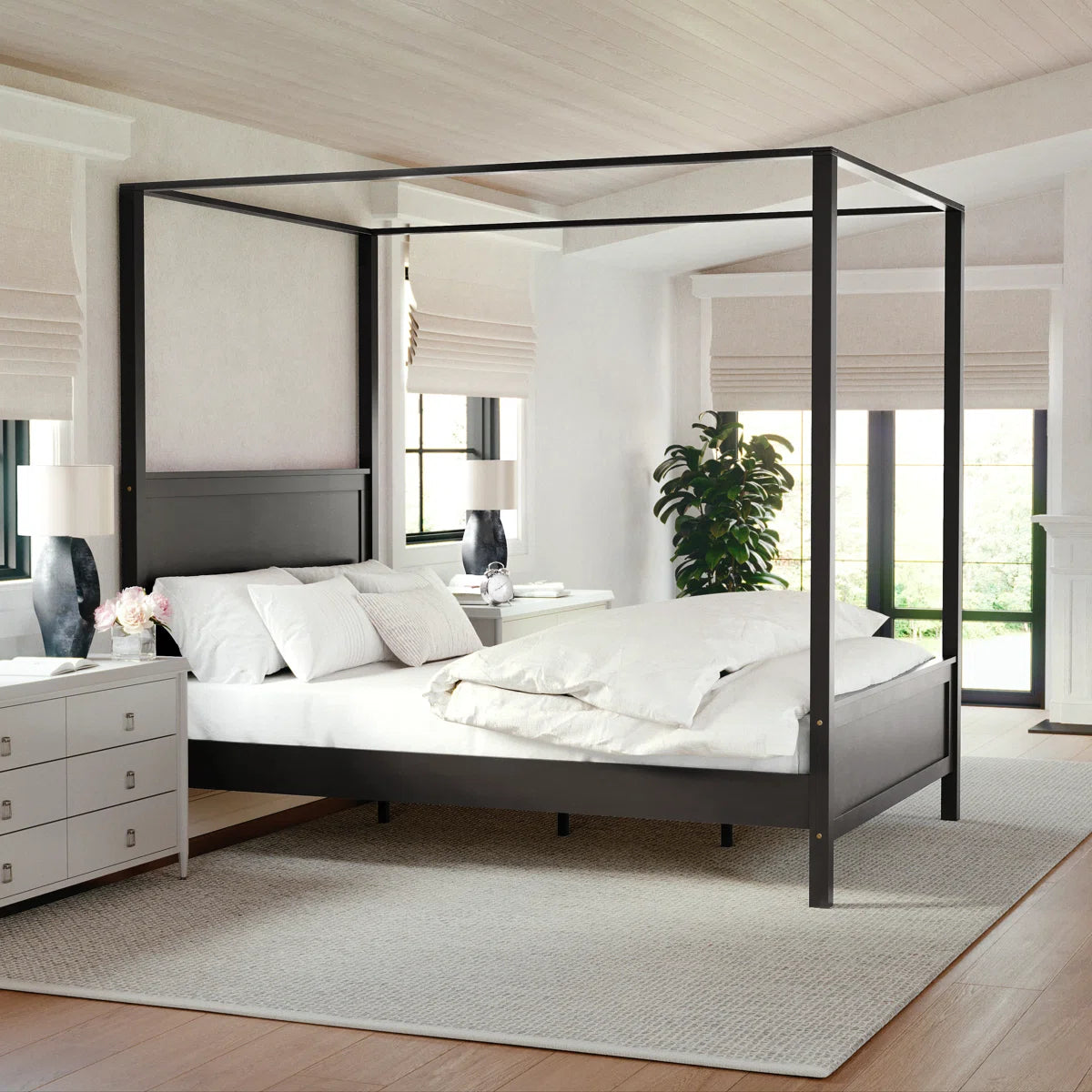 Hayes Wooden Canopy Platform Bed With Headboard And Footboard - 2 BOXES