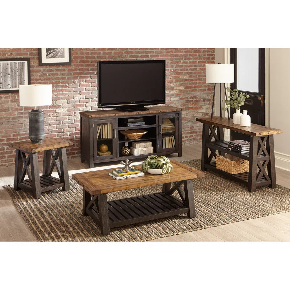 Bolton Solid Wood Coffee Table - Black Stain and Natural - Wood
