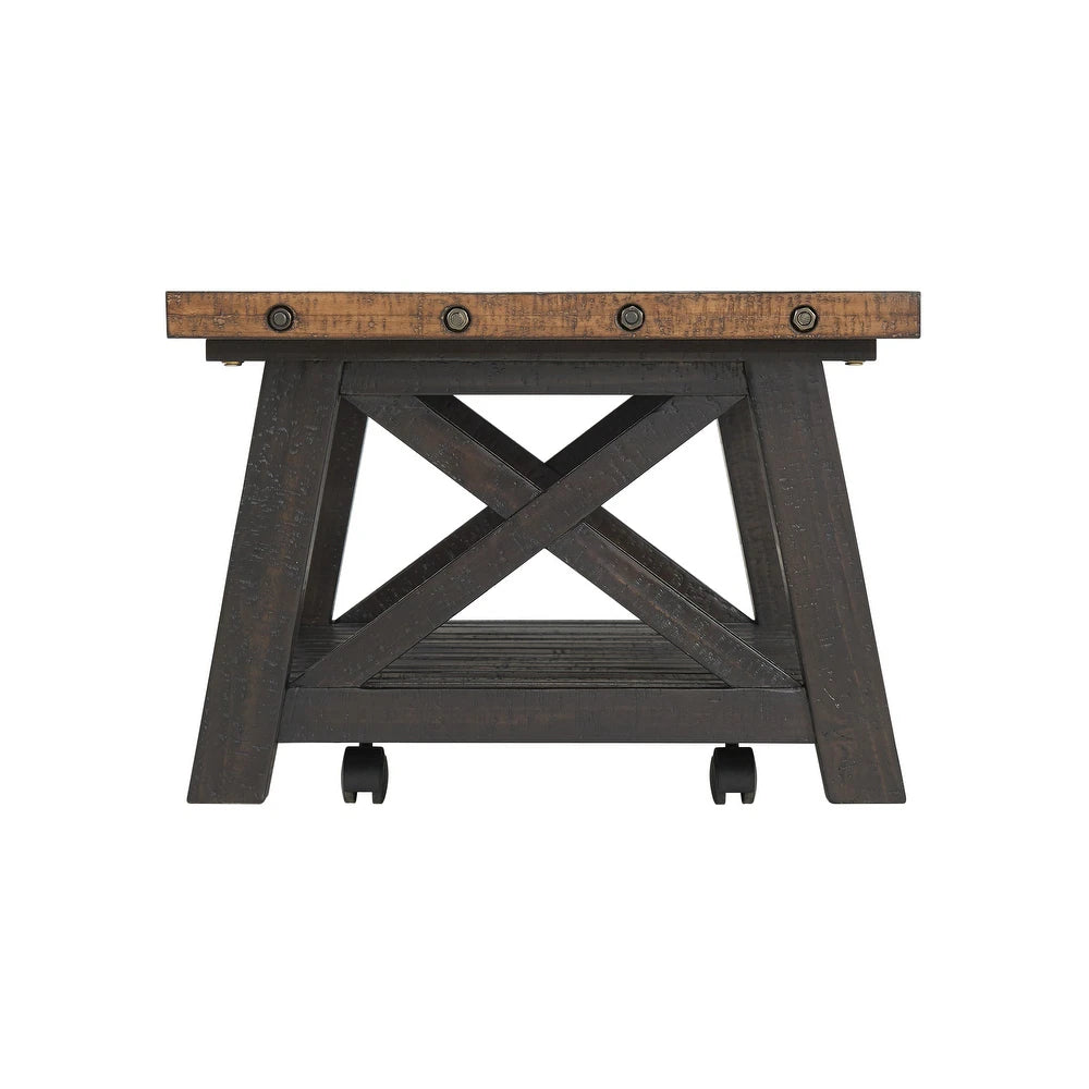 Bolton Solid Wood Coffee Table - Black Stain and Natural - Wood