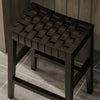 Emerson Counter Stool in Weathered Brown Wood Finish with Marksman Saddle Vegan Leather