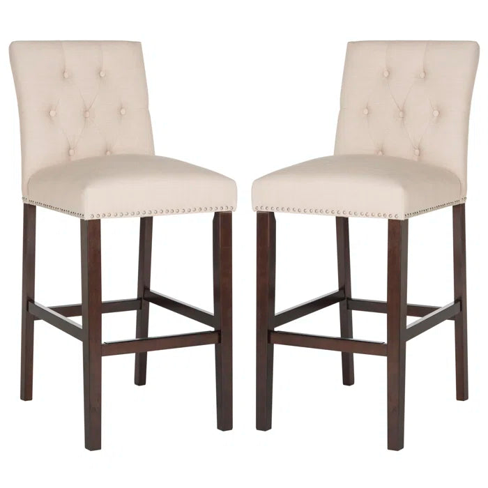 (Set of 2) McLoud Upholstered Counter Stools with Solid Wood Frame SHOWROOM ITEM