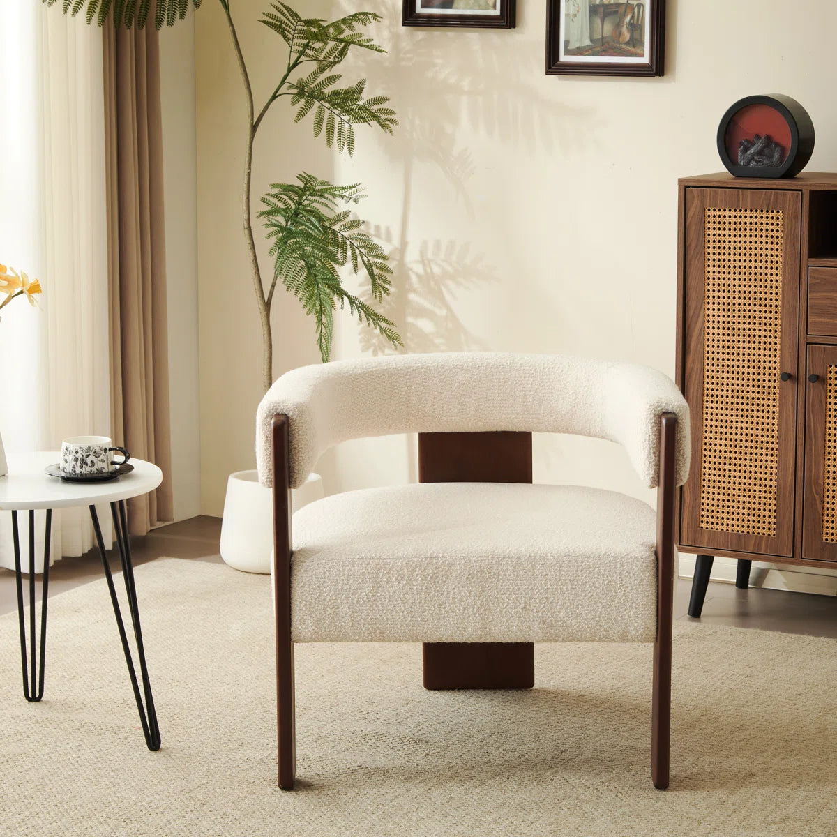 Melanney Modern Upholstered Fabric Accent Armchair - SHOWROOM ITEM 