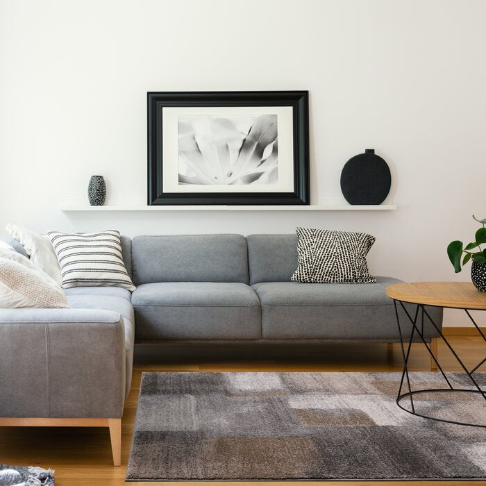 Menoher Performance Gray/Brown Rug, Rectangle 6'7'' x 9'6''