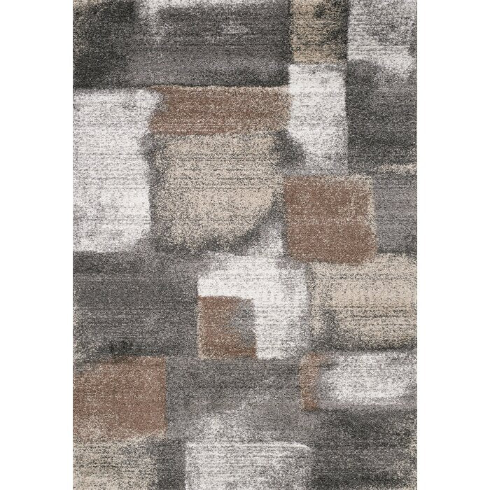 Menoher Performance Gray/Brown Rug, Rectangle 6'7'' x 9'6''