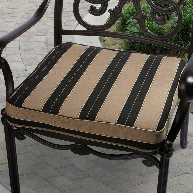 Outdoor Sunbrella Dining Cushion Black/ Beige Stripe