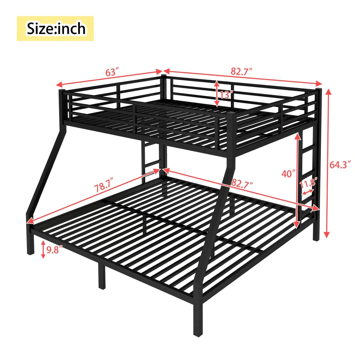 Metal Bunk Bed - Heavy Duty Frame - Queen Over king - 2 BOXES