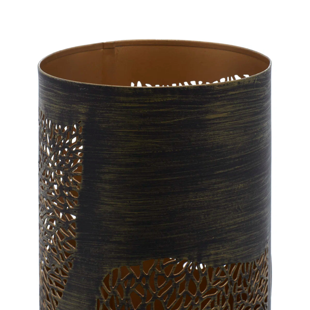 Metal Leaf Decorative Indoor Outdoor Copper Candle Lantern Set