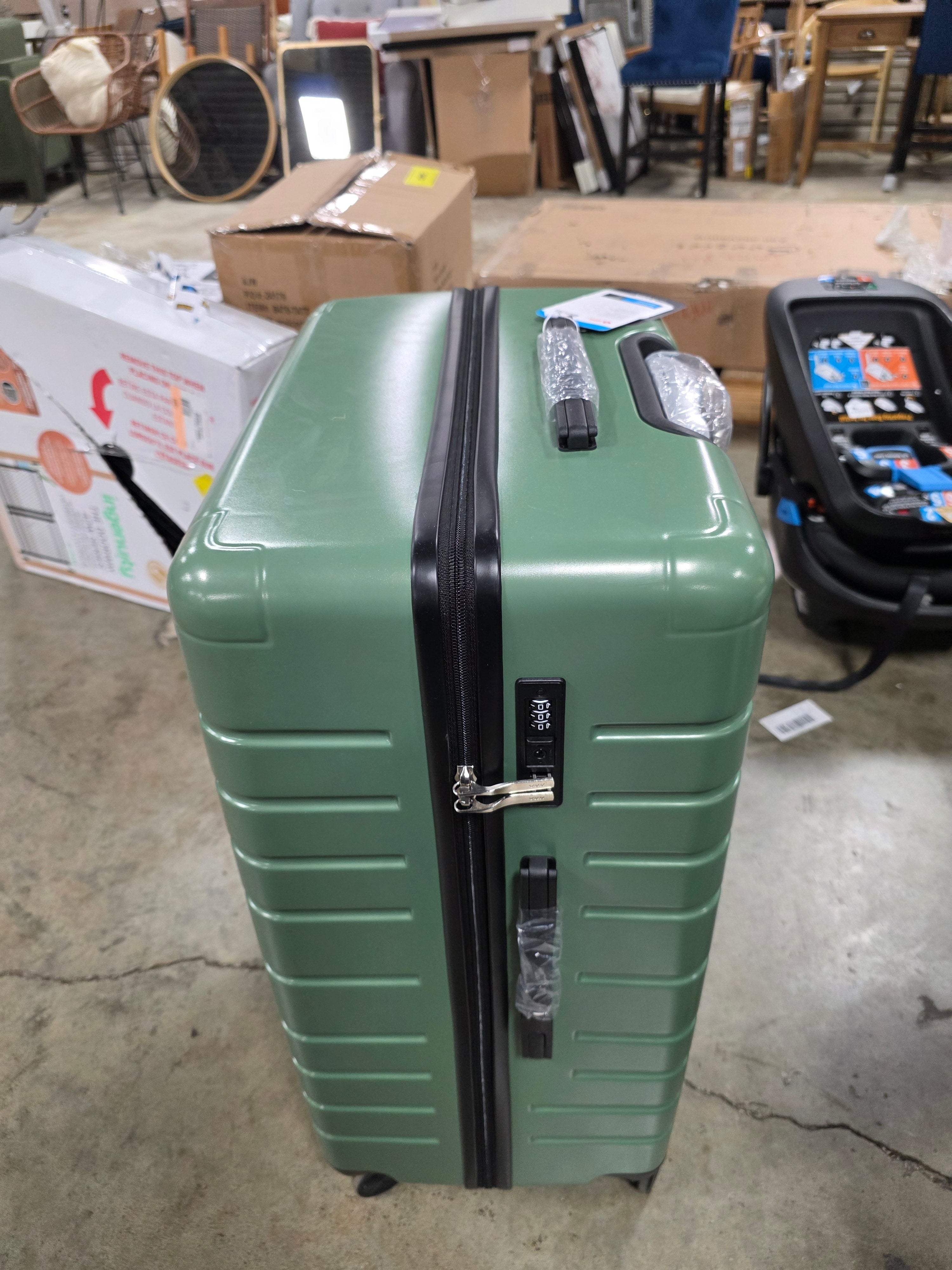 3 Piece Luggage Set - Hardside Luggage Sets with Spinner Wheels, PC + ABS Durable Lightweight Hardshell Suitcase Set with TSA Lock (Green)