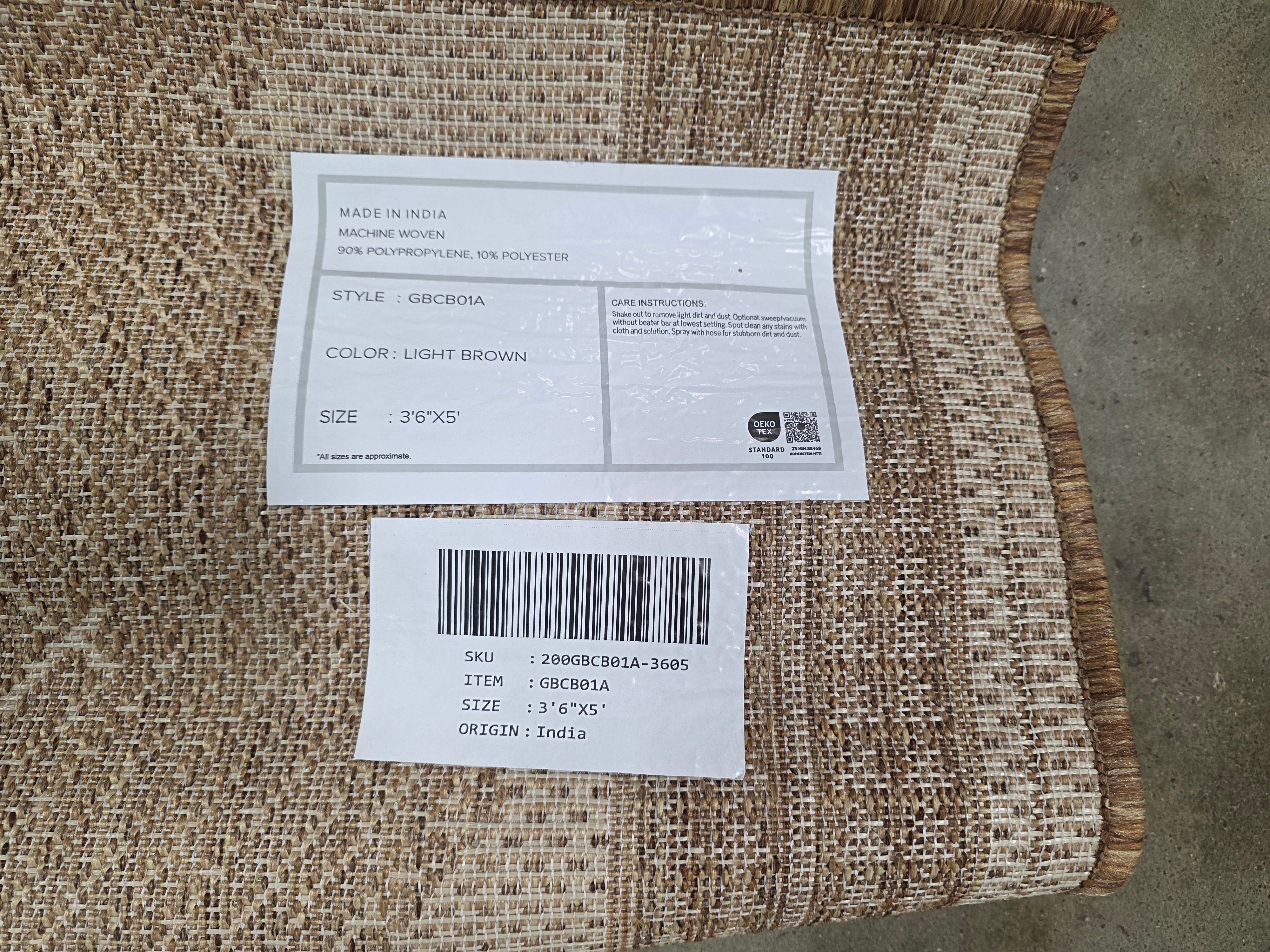 Leanne Geometric Jute and Wool Area Rug 3'x5'