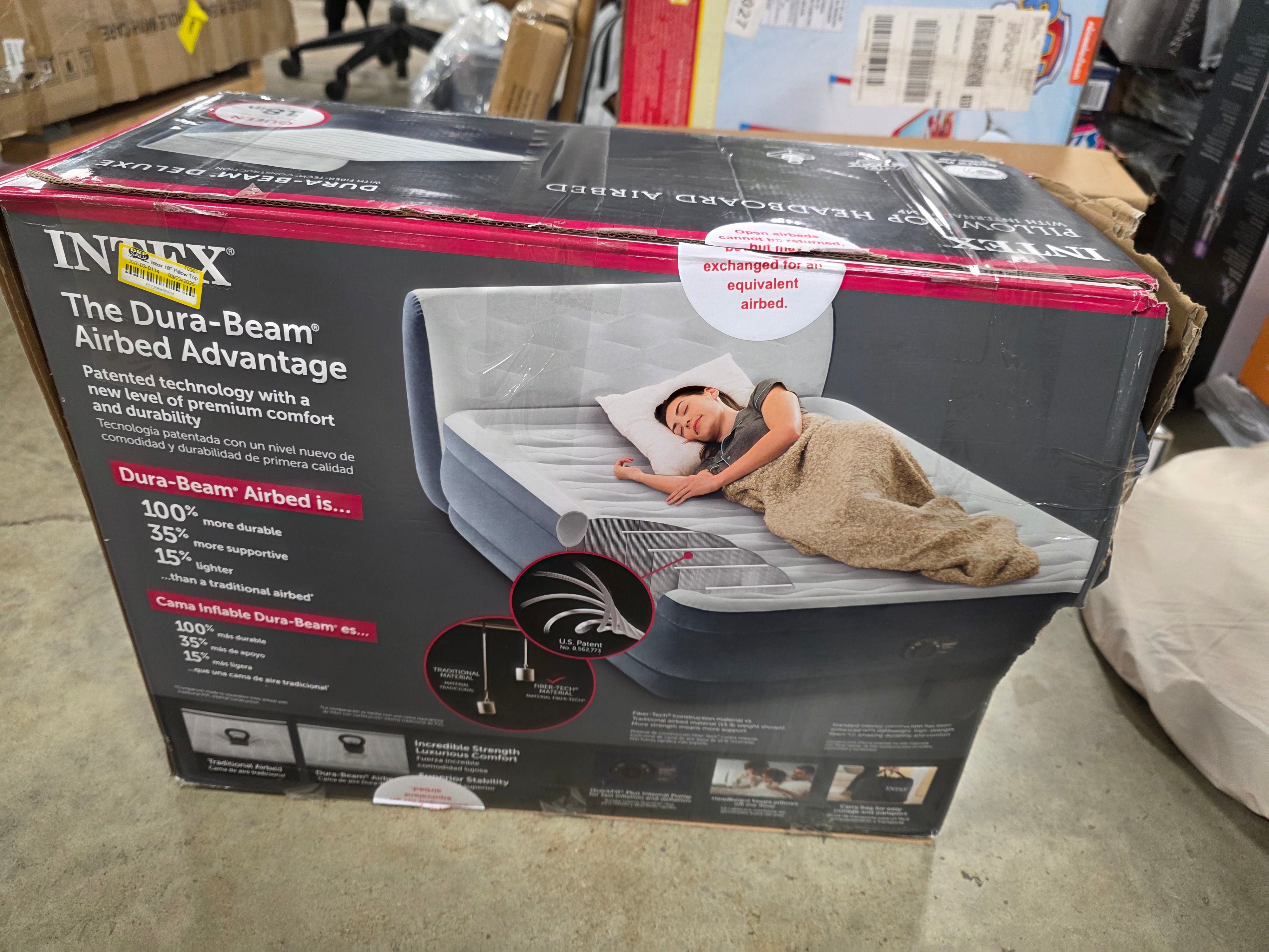 Pillow Top Air Mattress with Electric Pump and Headboard - Queen Size