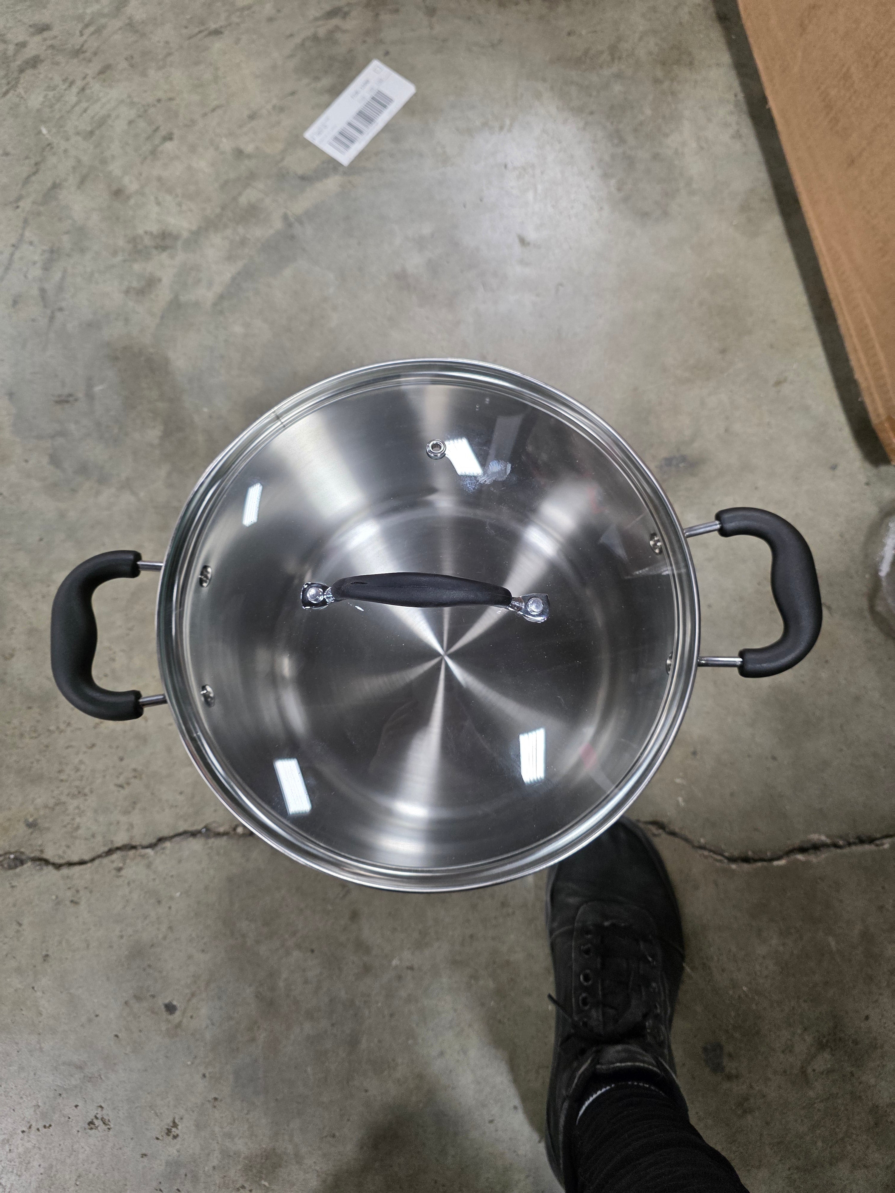 12qt Stock Pot with Lid, Stainless Steel Cookware: Vented Lid, Extra-Deep, Dishwasher & Oven Safe, Silicone Handle