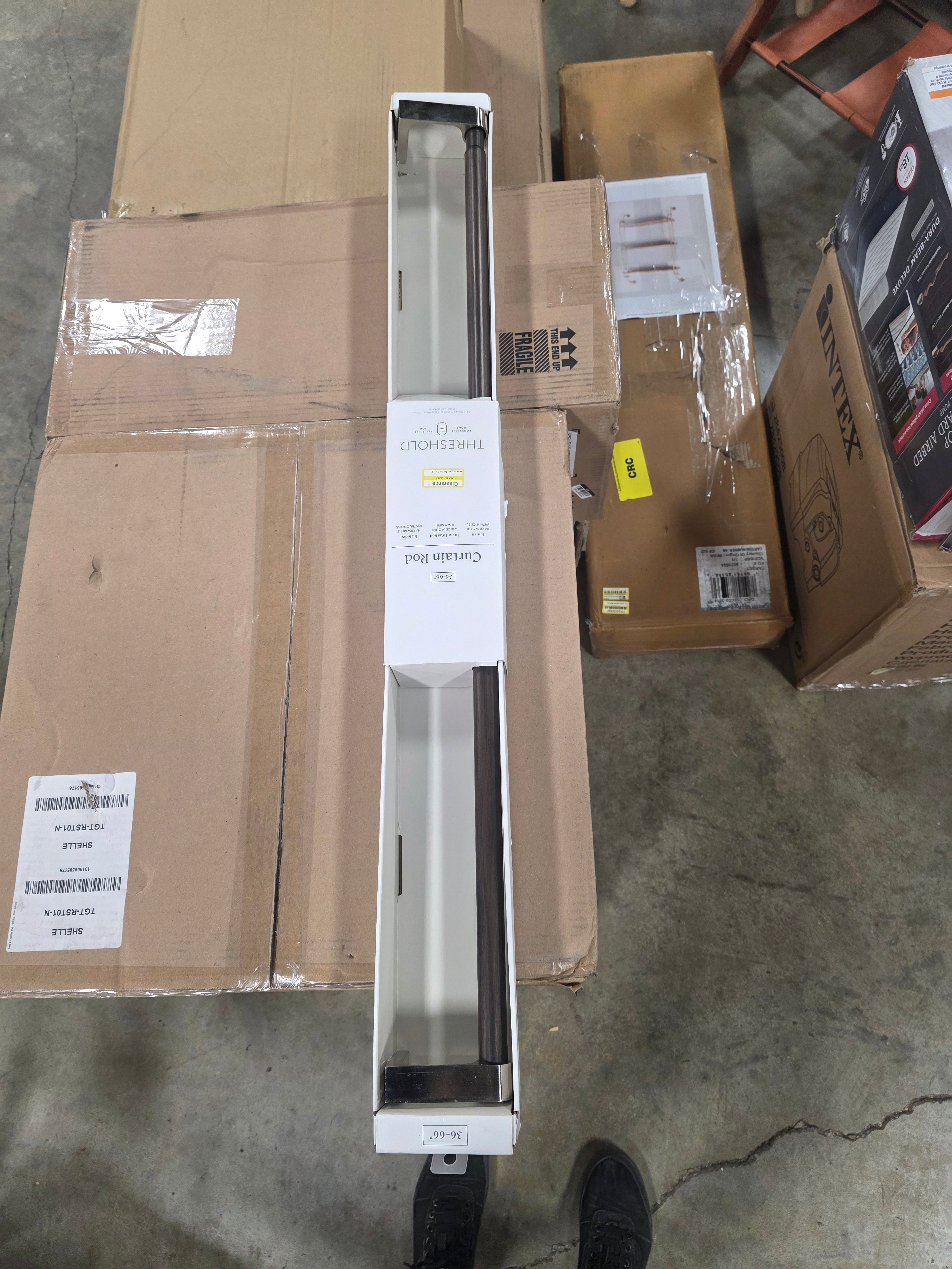 Dark Faux Wood Curtain Rod Nickel