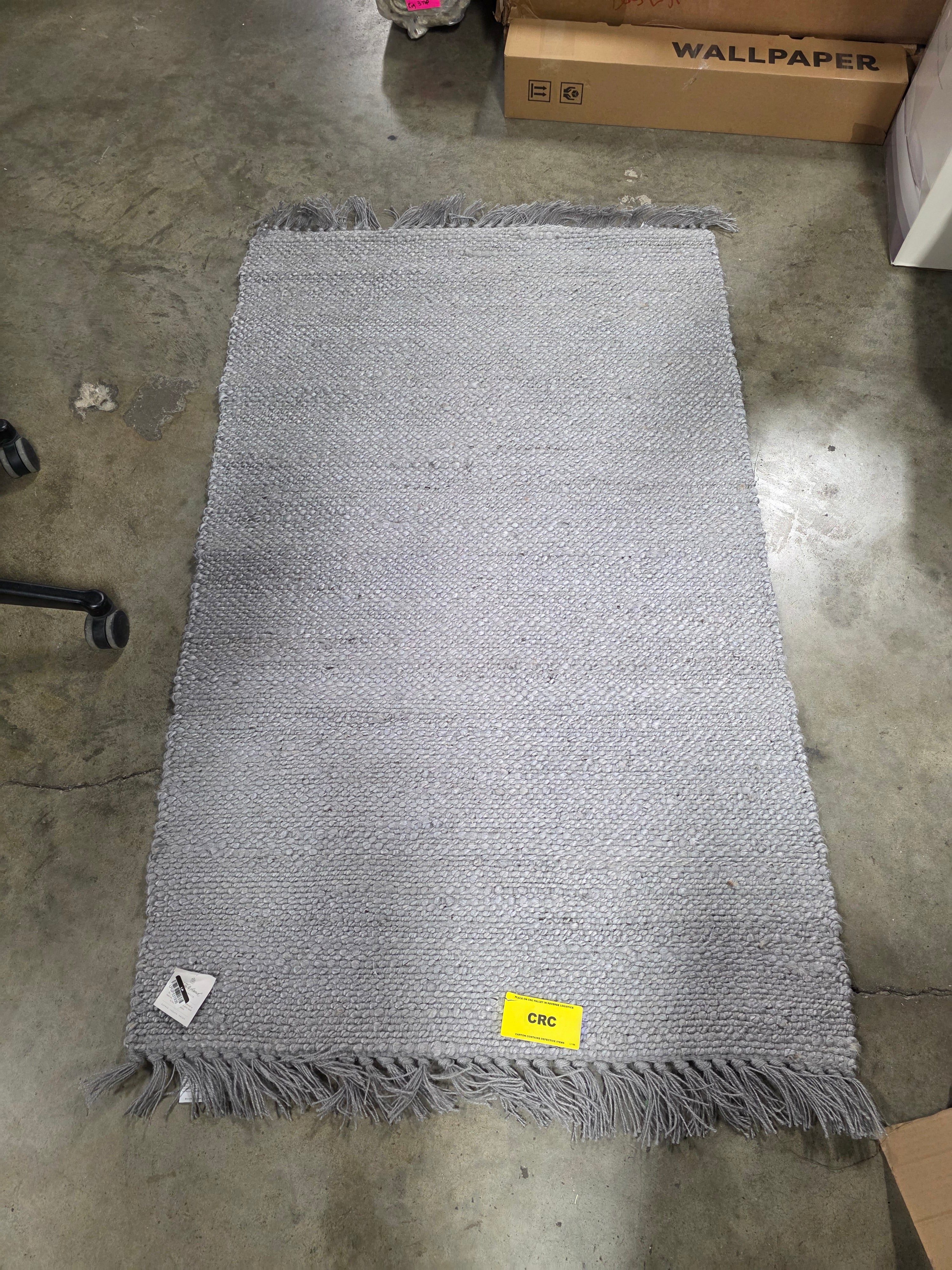 Bleached Jute Fringe Rug 3'x5' Accent