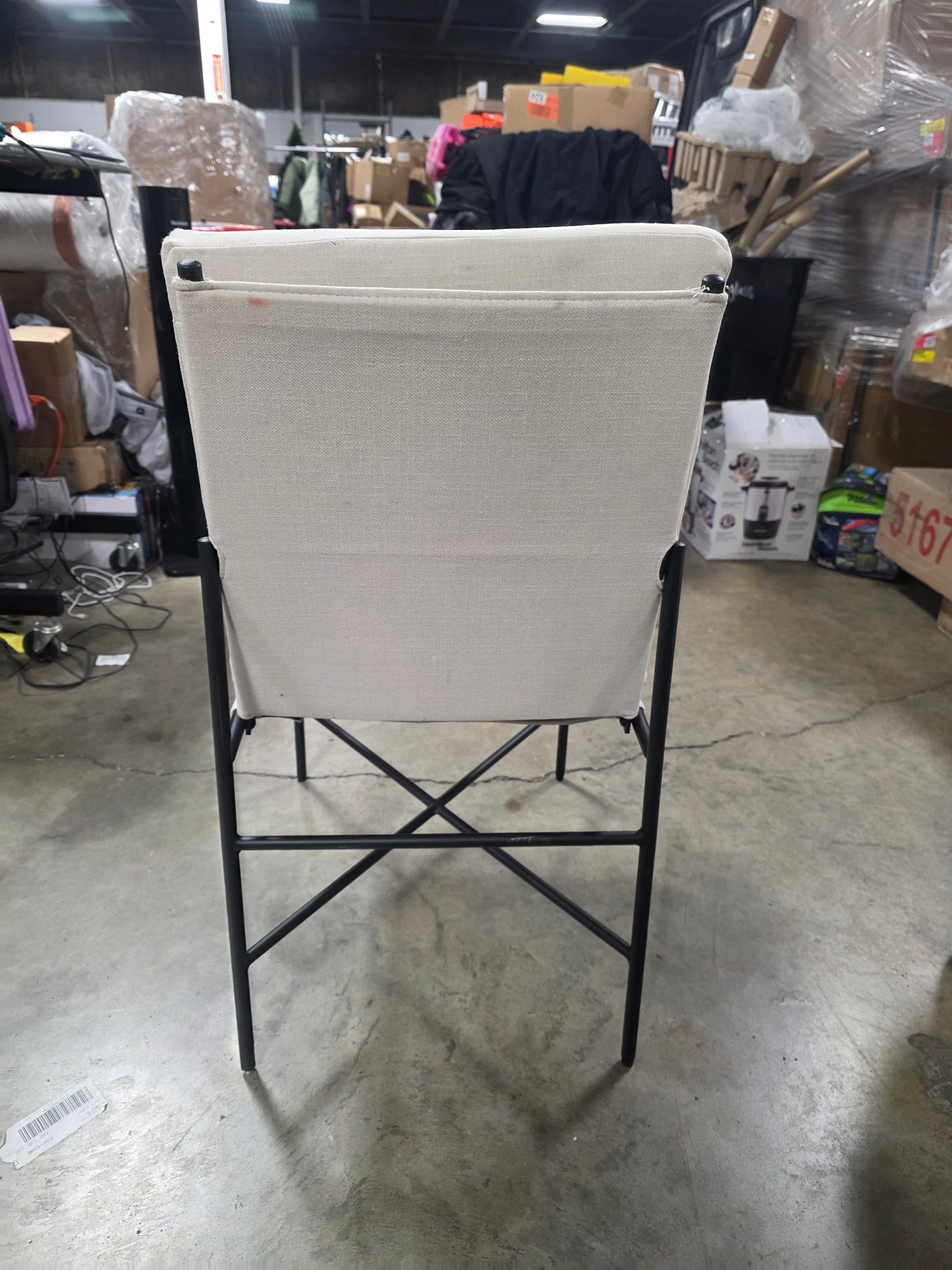 Fabric & Metal Armless Dining Chair - Cream/Black