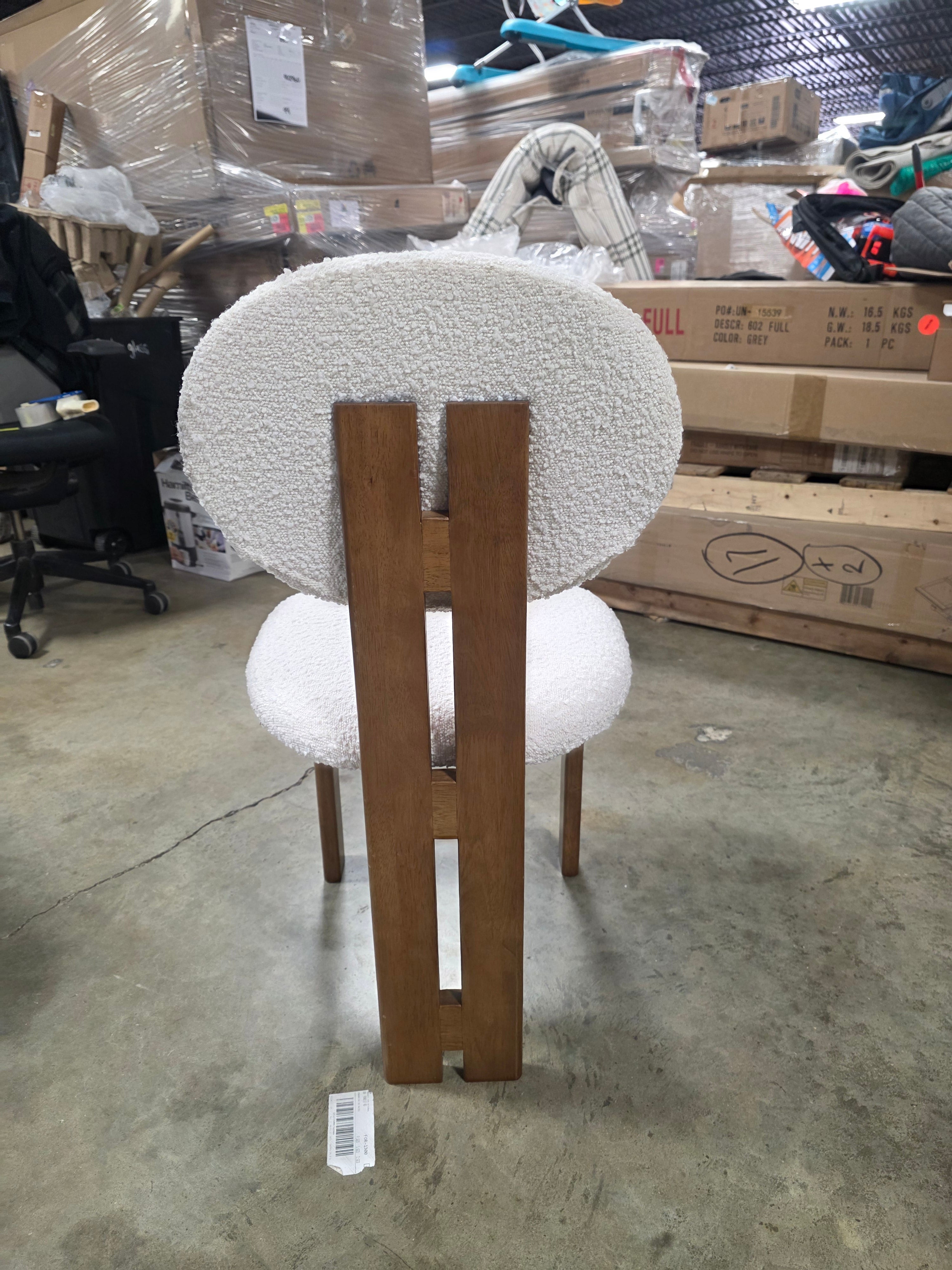 1-Piece Kacela Boucle Fabric and Wood Dining Chair