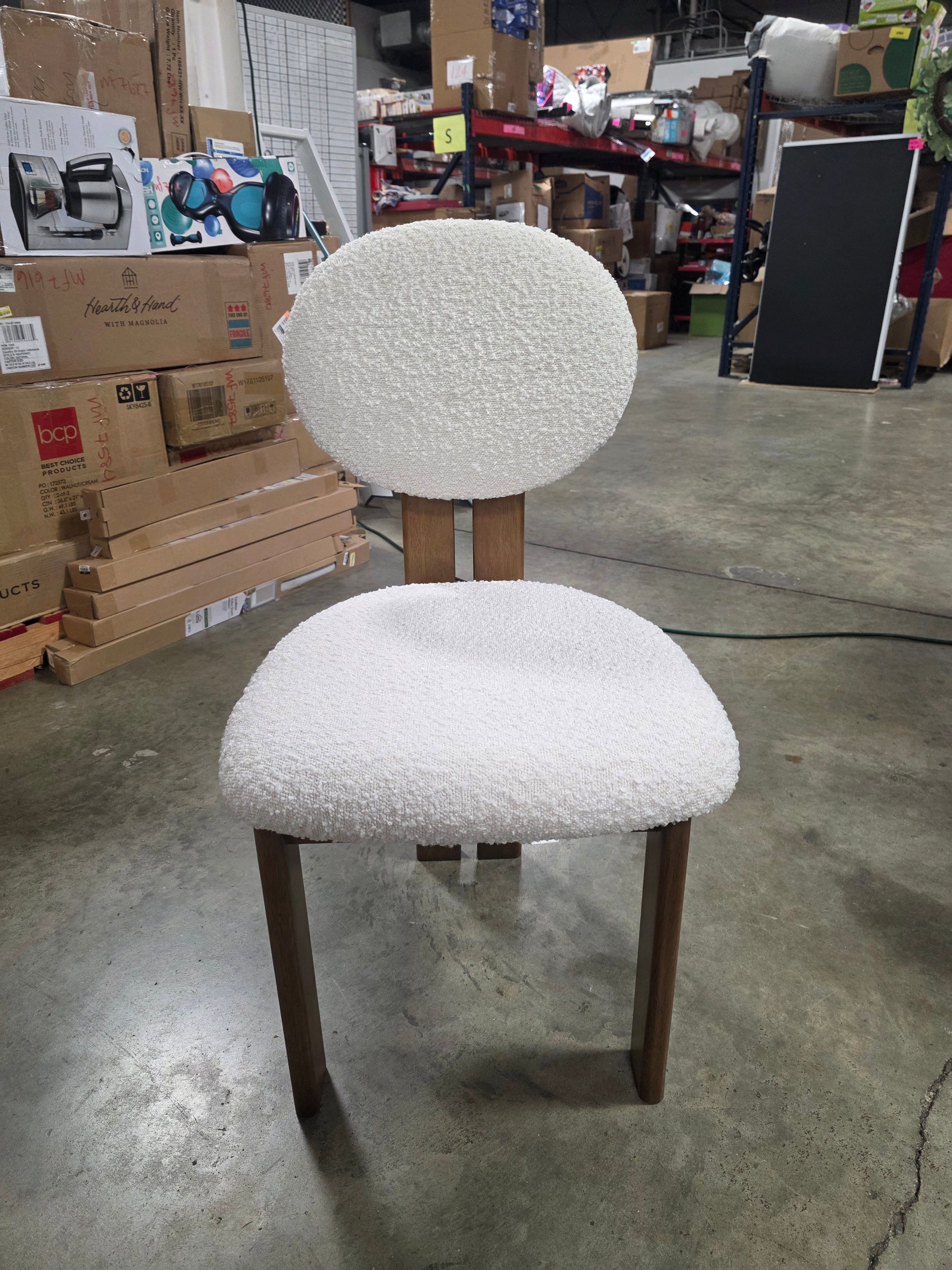 1-Piece Kacela Boucle Fabric and Wood Dining Chair