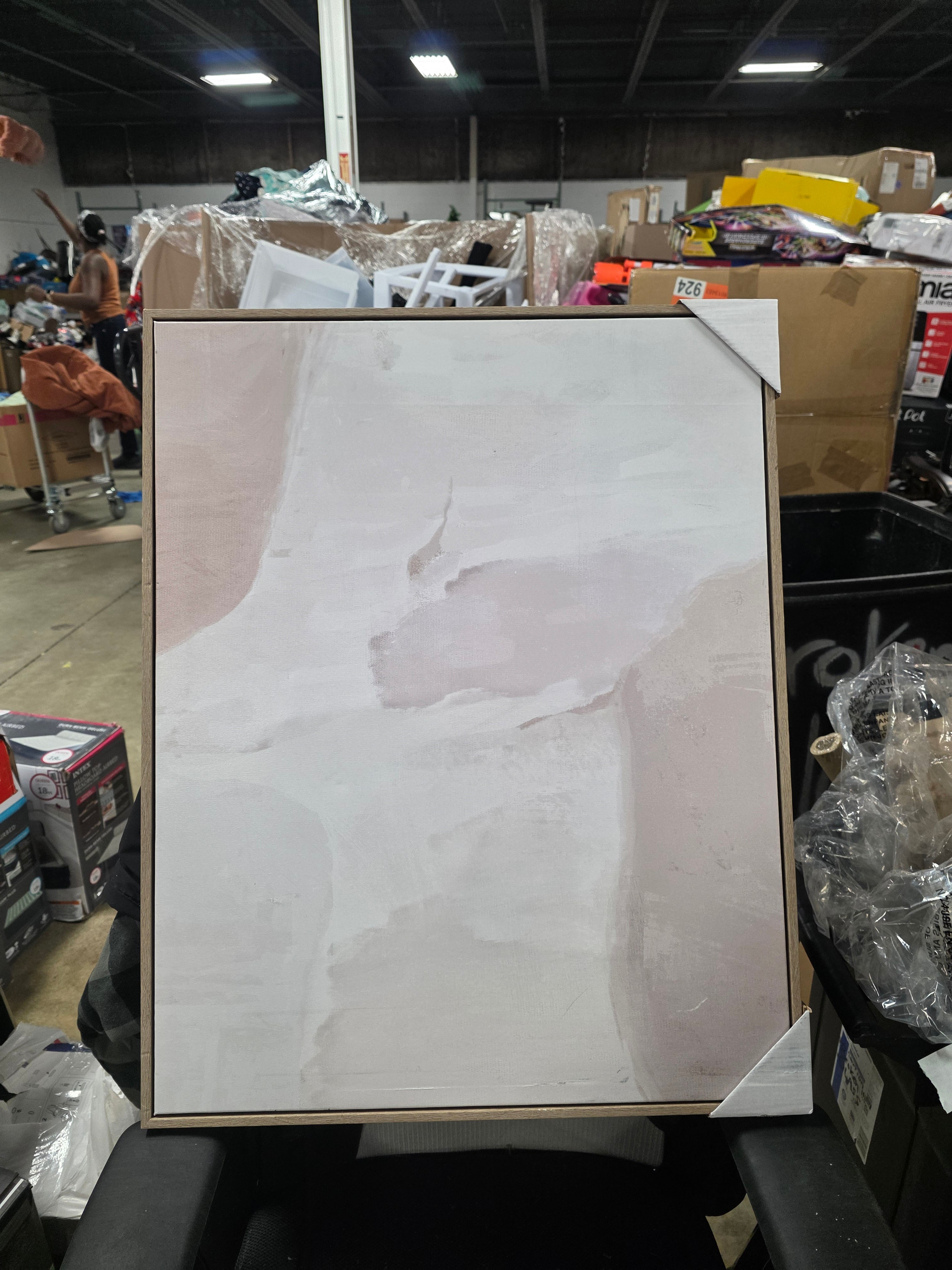 Neutral Abstract Lines Framed Canvas