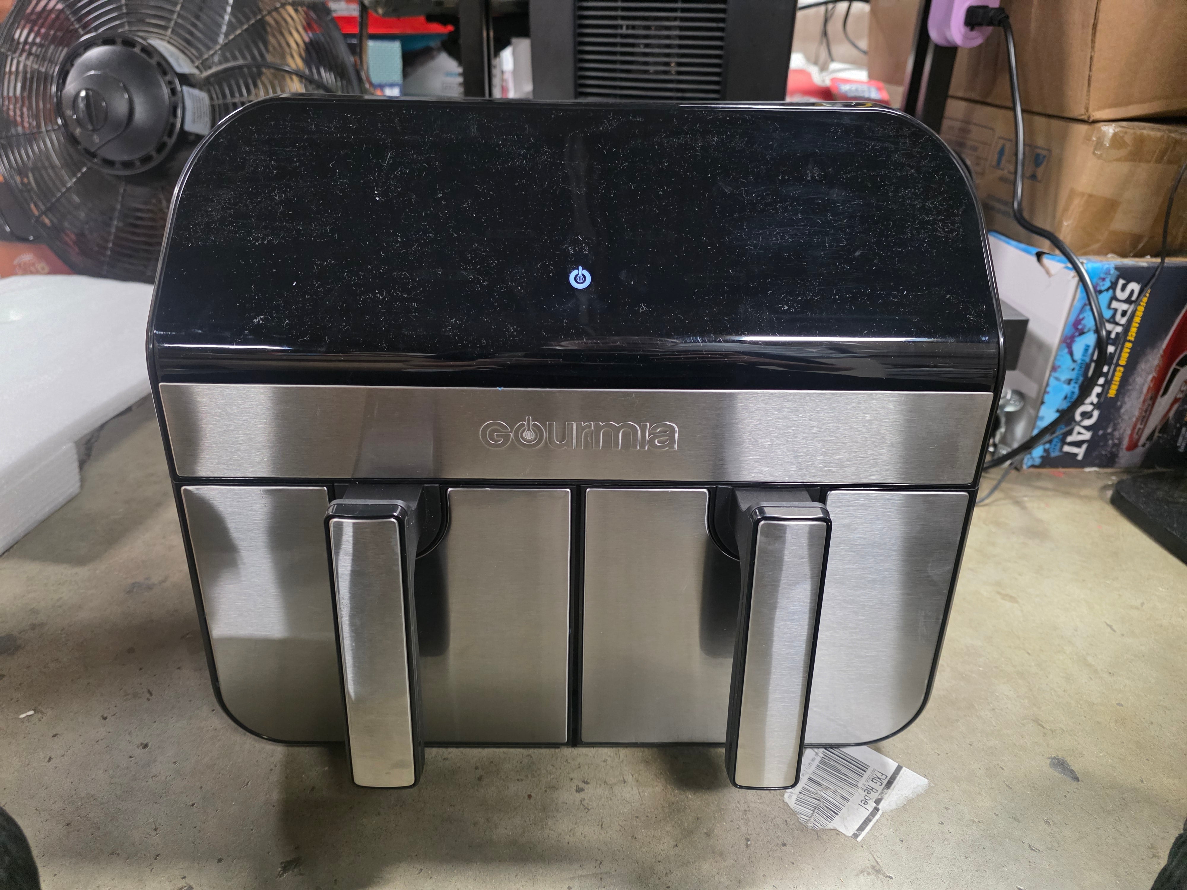Dual Basket Digital Air Fryer with Smart Finish & Match Cook Black Stainless Steel: Dishwasher-Safe Parts