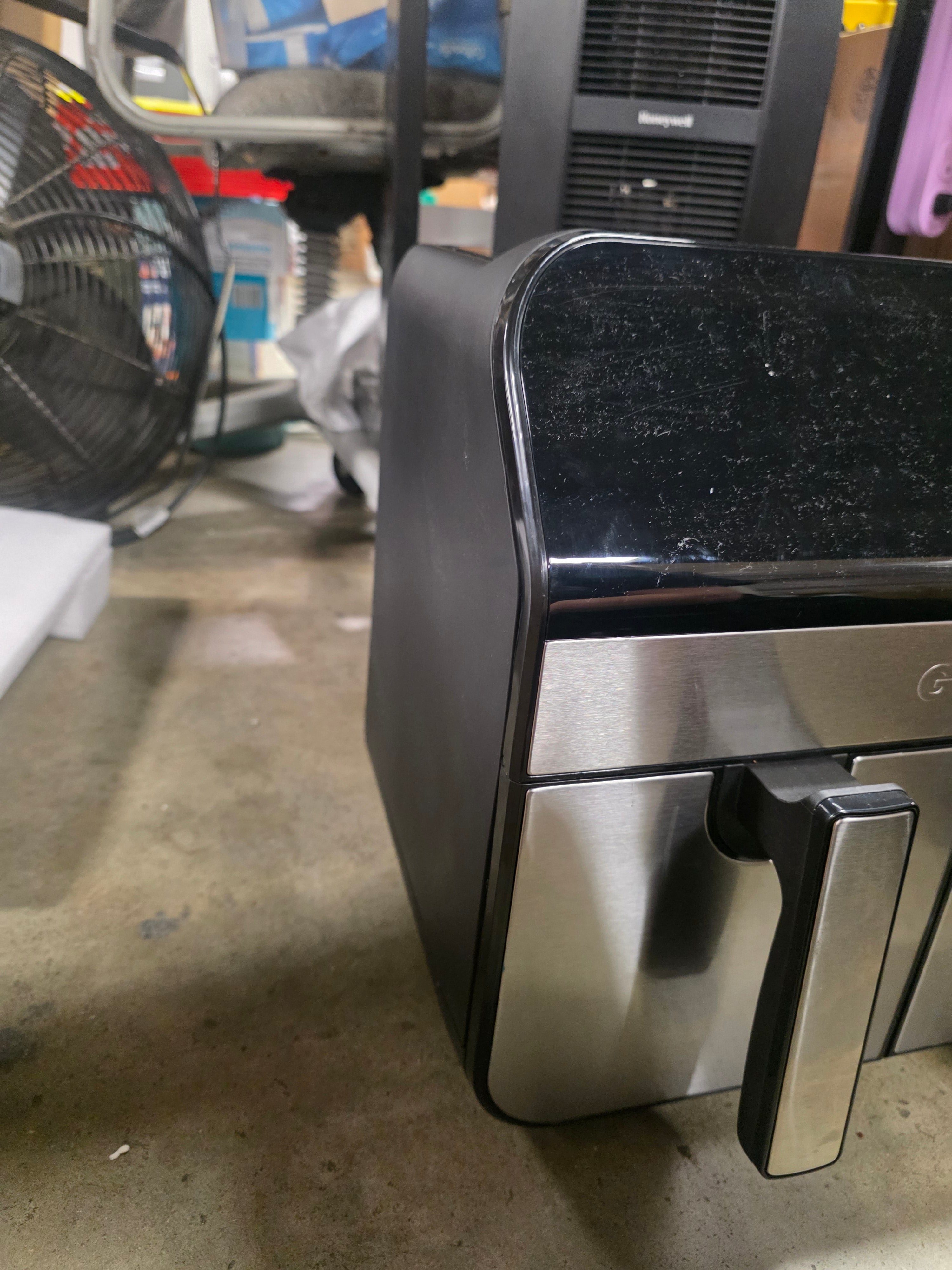 Dual Basket Digital Air Fryer with Smart Finish & Match Cook Black Stainless Steel: Dishwasher-Safe Parts