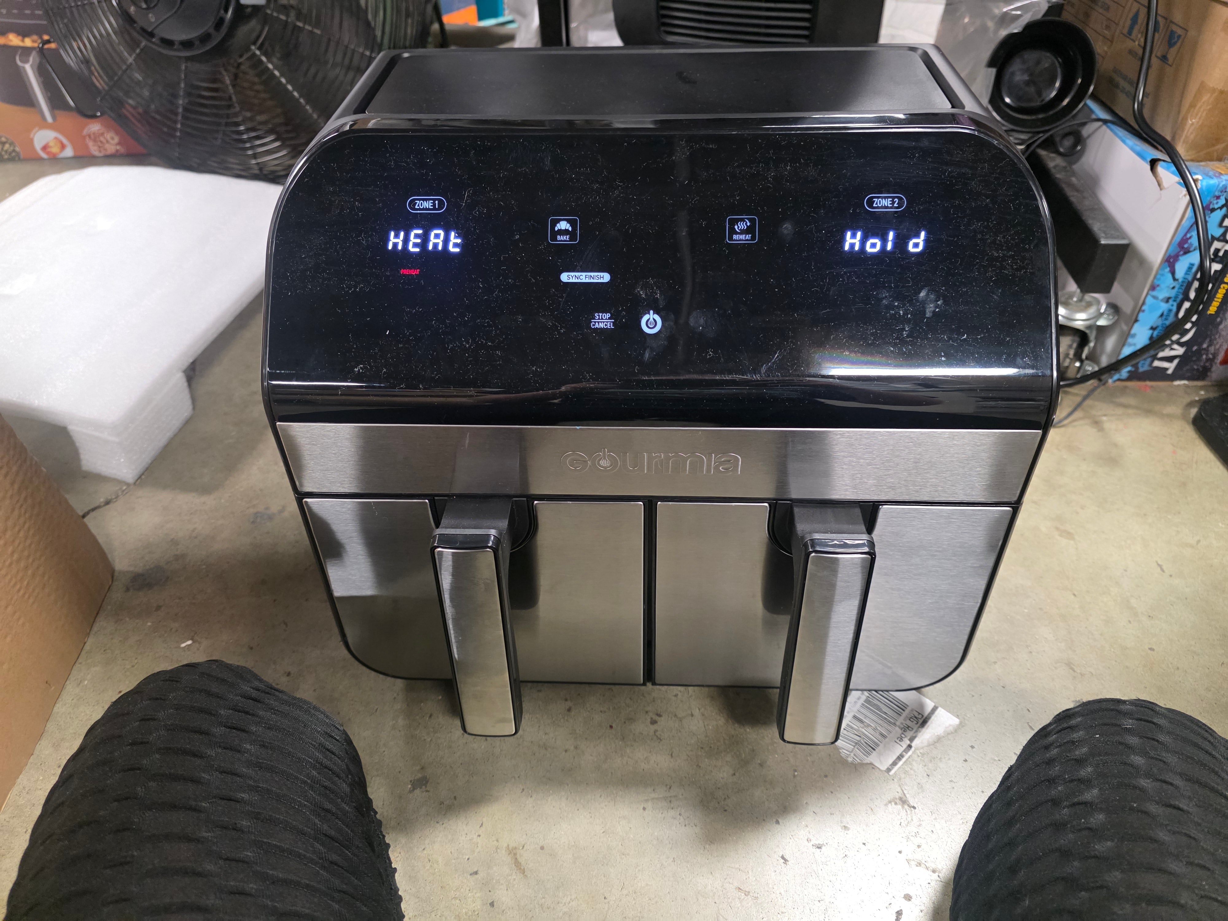 Dual Basket Digital Air Fryer with Smart Finish & Match Cook Black Stainless Steel: Dishwasher-Safe Parts