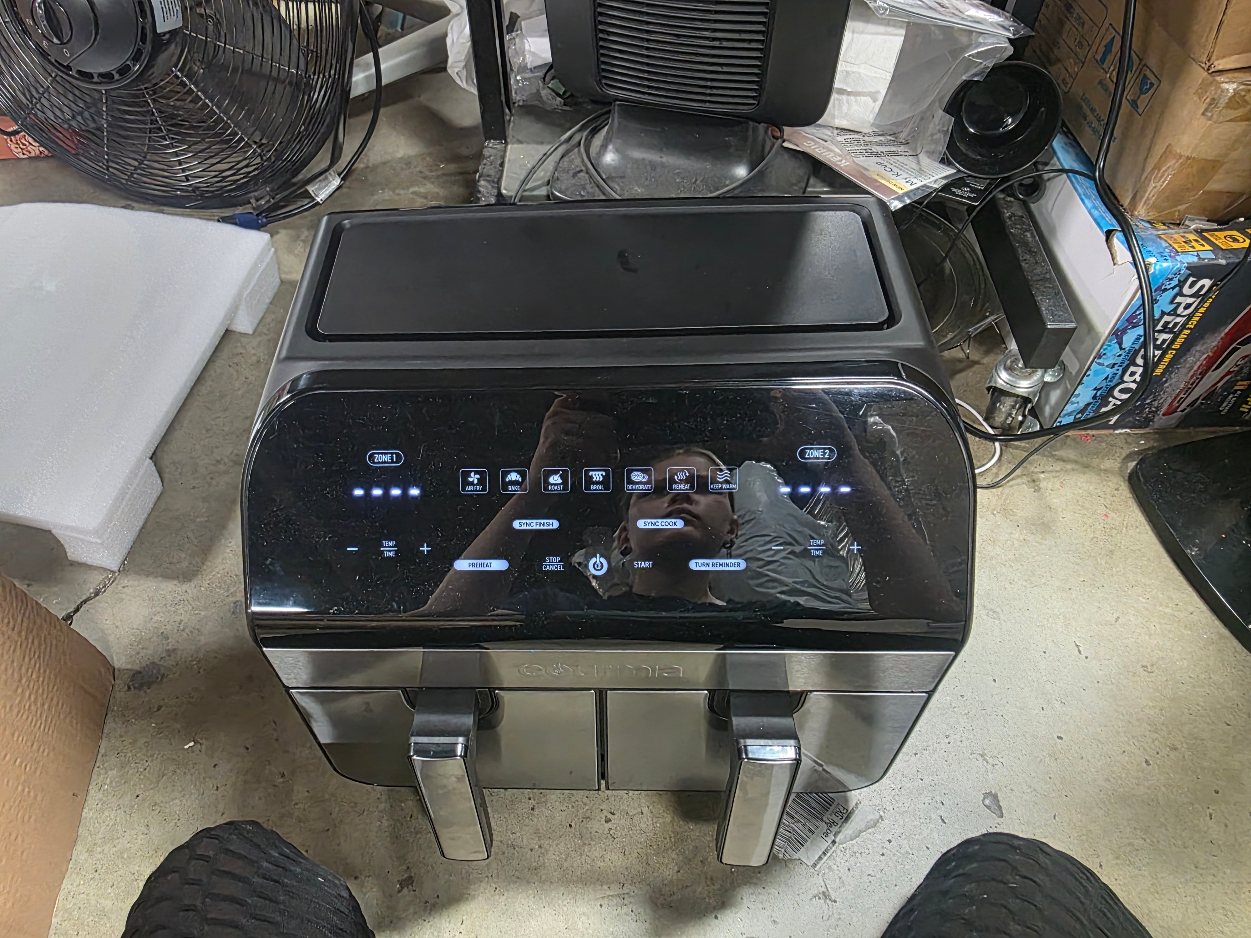 Dual Basket Digital Air Fryer with Smart Finish & Match Cook Black Stainless Steel: Dishwasher-Safe Parts